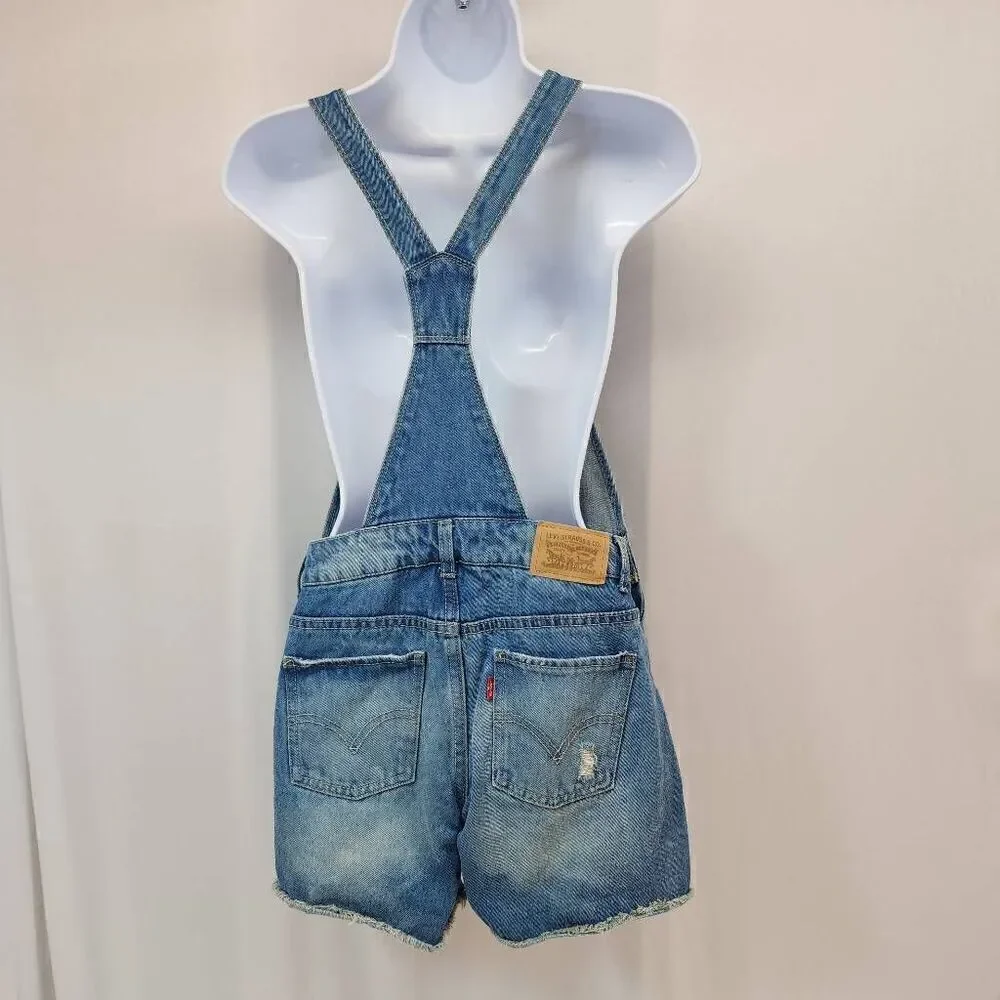 Levi's Girls Size 10 Shortalls Denim Vintage Waters Medium Wash Overalls T